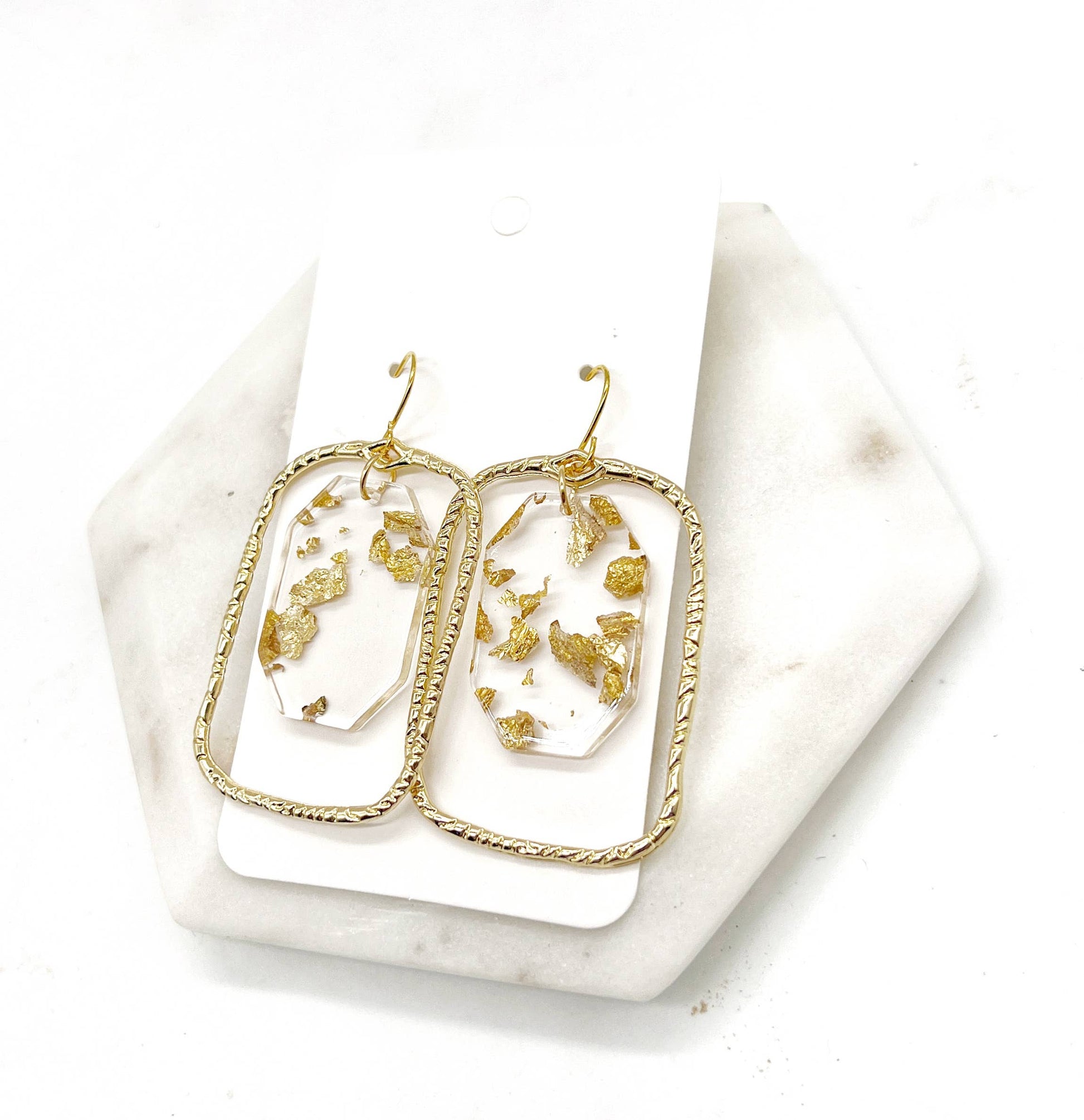 Gold Flaked Chandelier Earrings - Thirty-One Boutique, LLC