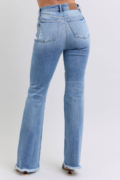 Judy Blue Full Size Raw Hem High Rise Bootcut Jeans - Thirty-One Boutique, LLC