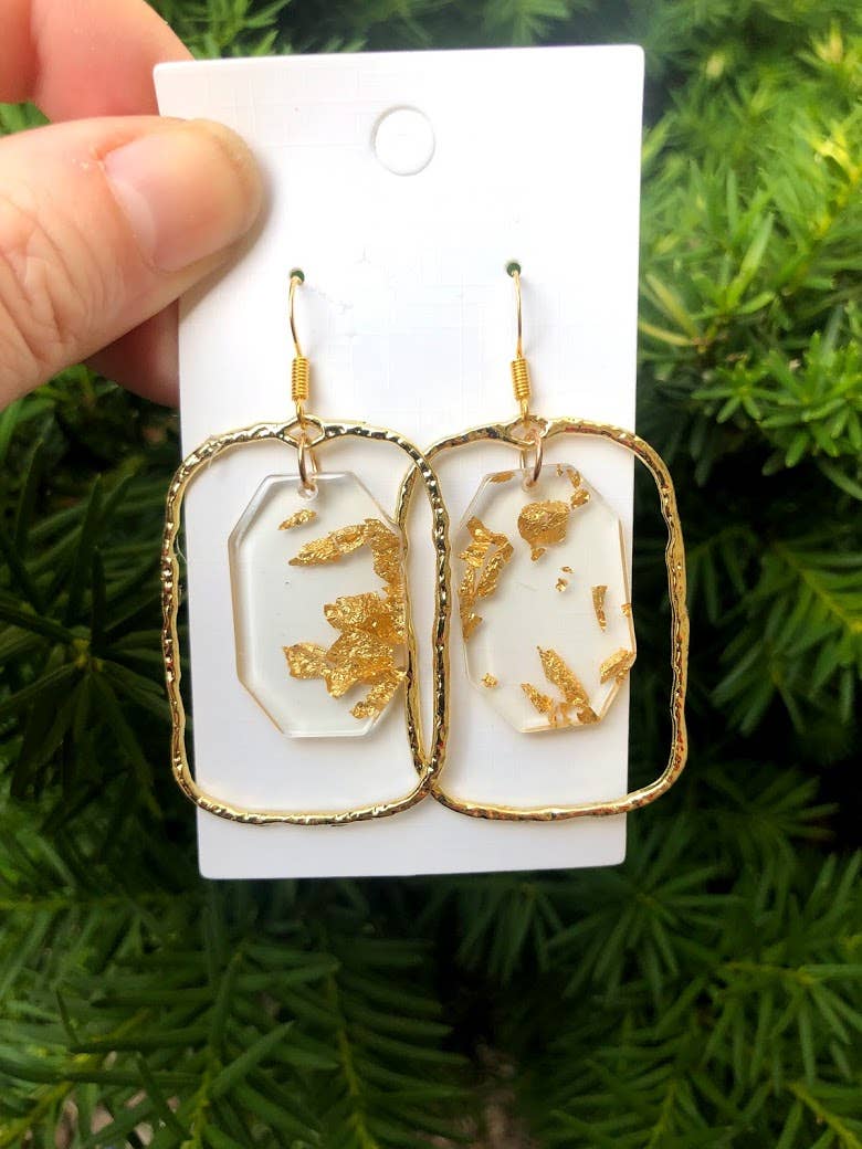 Gold Flaked Chandelier Earrings - Thirty-One Boutique, LLC