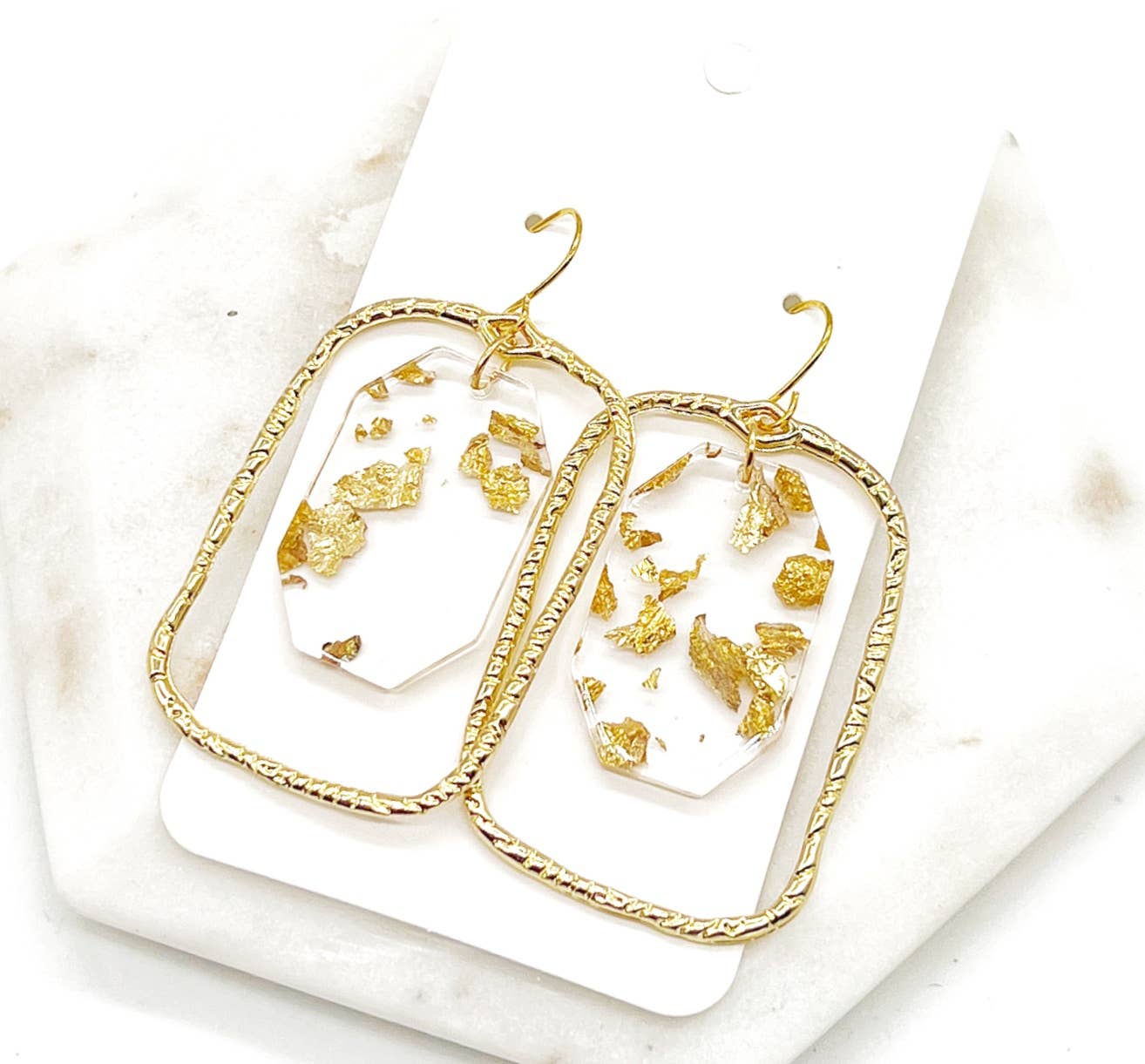 Gold Flaked Chandelier Earrings - Thirty-One Boutique, LLC