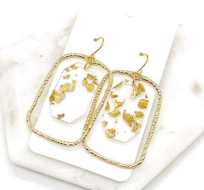 Gold Flaked Chandelier Earrings - Thirty-One Boutique, LLC