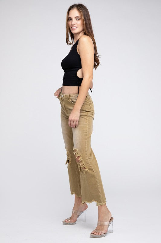 Distressed Vintage Washed Wide Leg Pants - Thirty-One Boutique, LLC