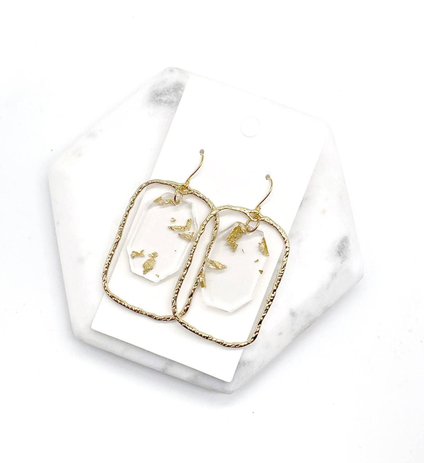 Gold Flaked Chandelier Earrings - Thirty-One Boutique, LLC