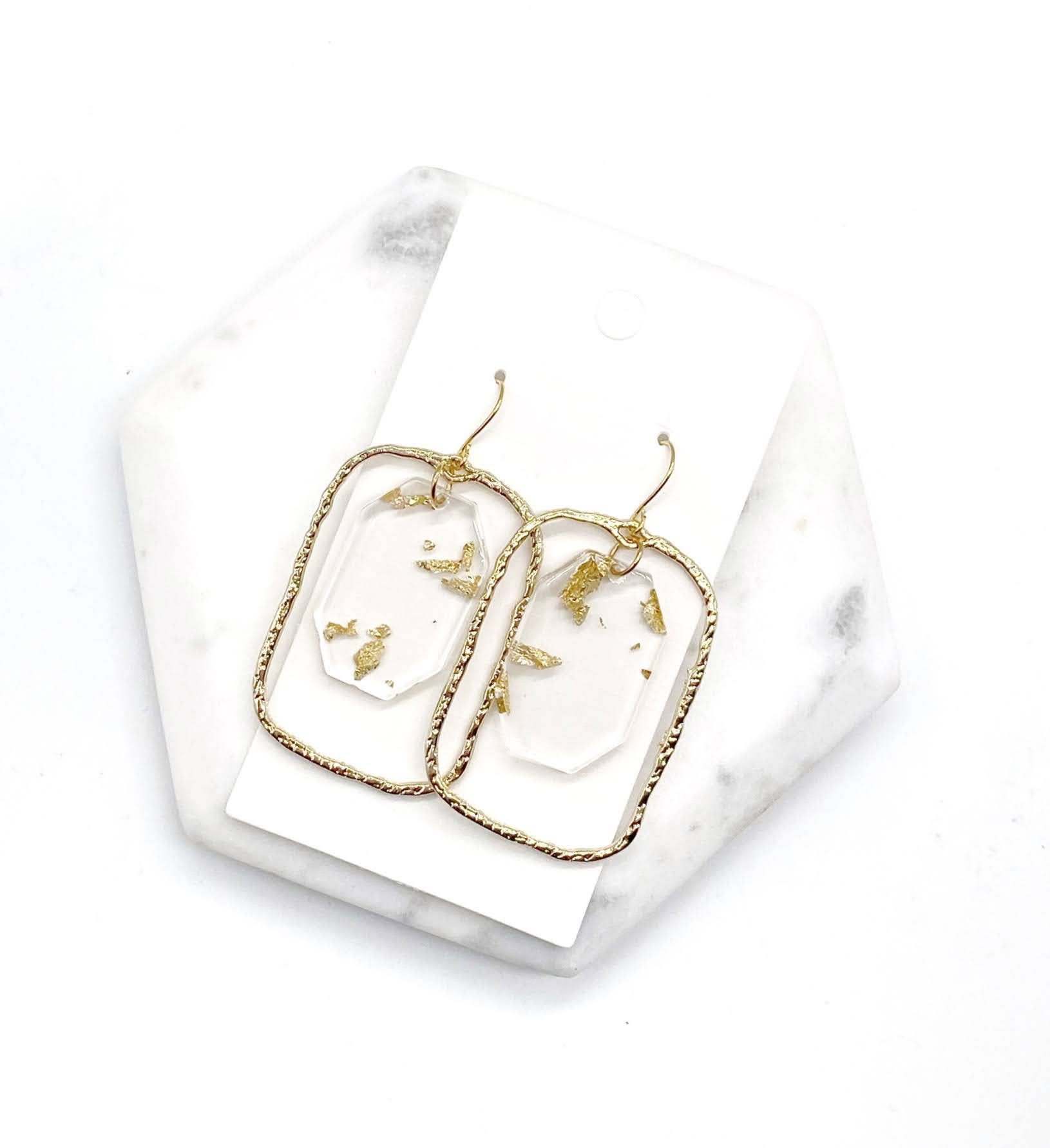 Gold Flaked Chandelier Earrings - Thirty-One Boutique, LLC