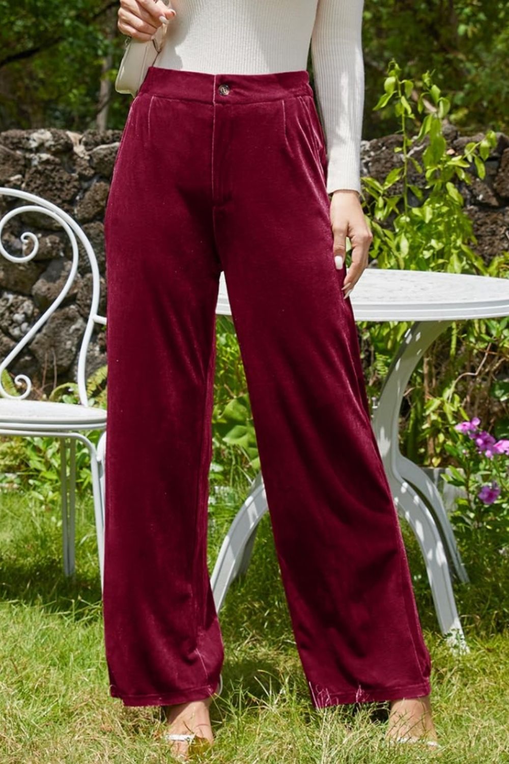 Velvet Wide Leg Pants with Pockets - Thirty-One Boutique, LLC