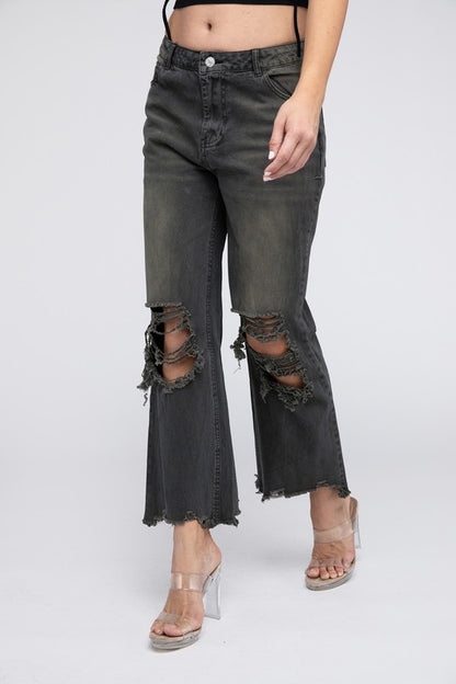 Distressed Vintage Washed Wide Leg Pants - Thirty-One Boutique, LLC