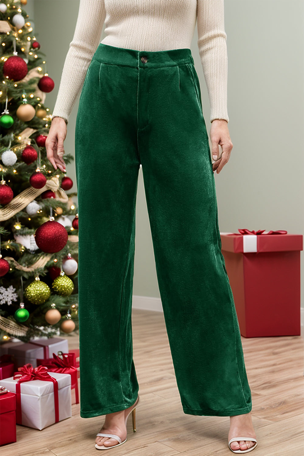 Velvet Wide Leg Pants with Pockets - Thirty-One Boutique, LLC