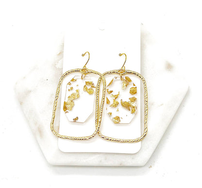 Gold Flaked Chandelier Earrings - Thirty-One Boutique, LLC