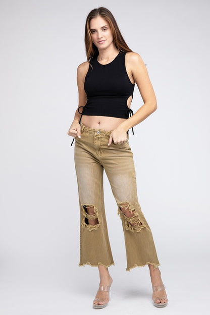 Distressed Vintage Washed Wide Leg Pants - Thirty-One Boutique, LLC