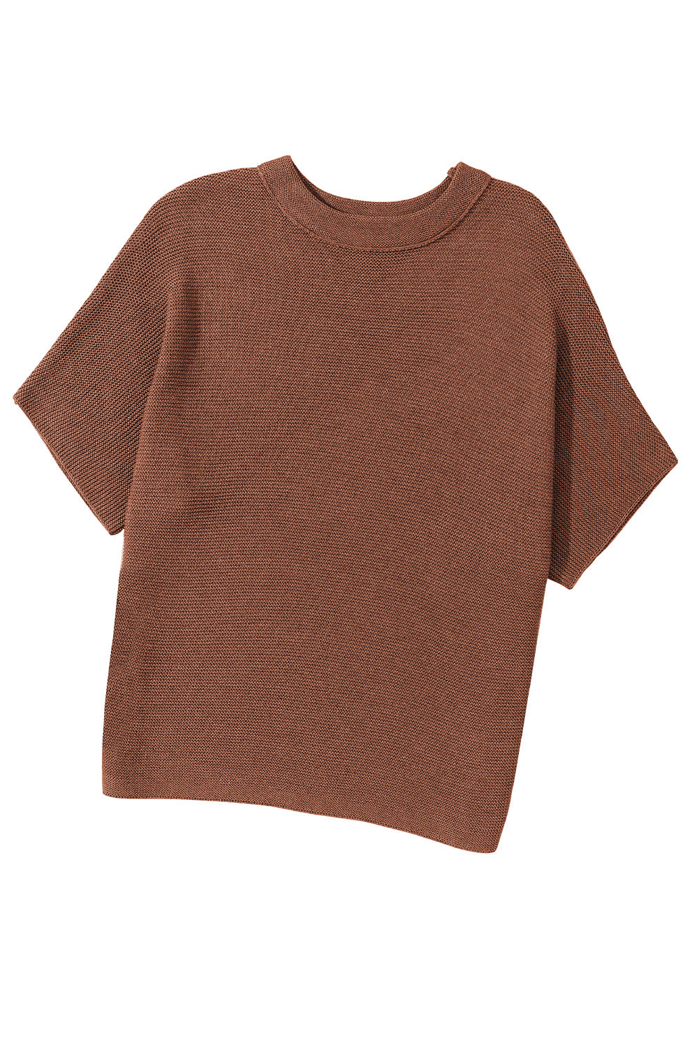 Coffee Mock Neck Short Batwing Sleeve Sweater - Thirty-One Boutique, LLC