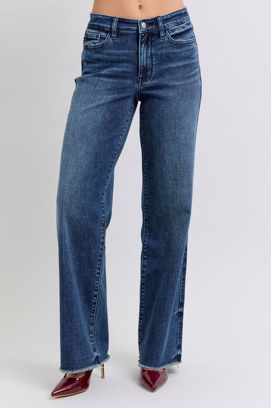 Judy Blue Full Size Raw Hem Mid Rise Jeans - Thirty-One Boutique, LLC