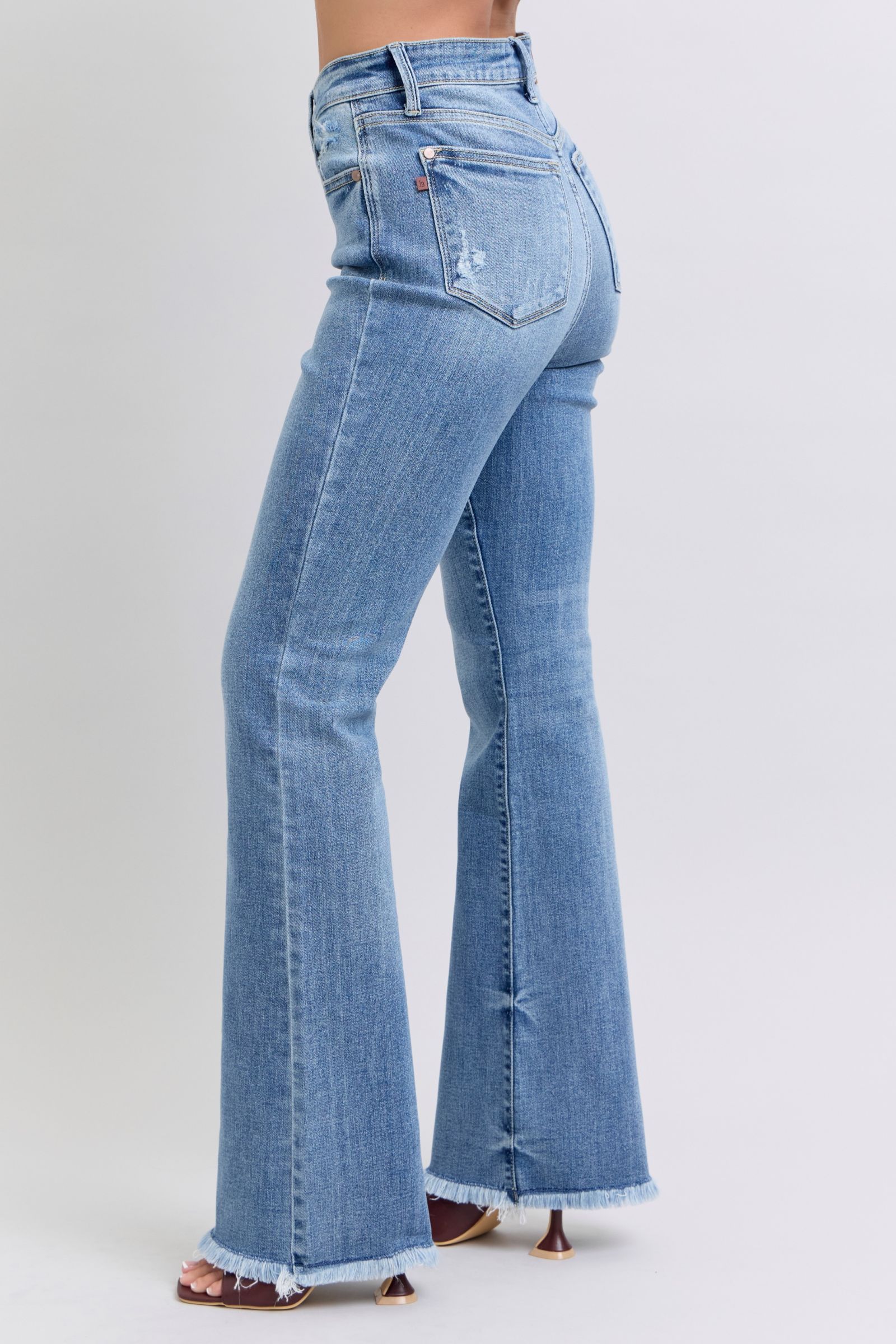 Judy Blue Full Size Raw Hem High Rise Bootcut Jeans - Thirty-One Boutique, LLC